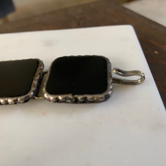 Black Lucite and Solver-tone Bracelet - Picture 3 of 4